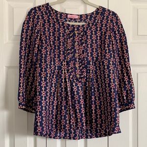 Lilly Pulitzer silk 3/4 sleeve babydoll blouse